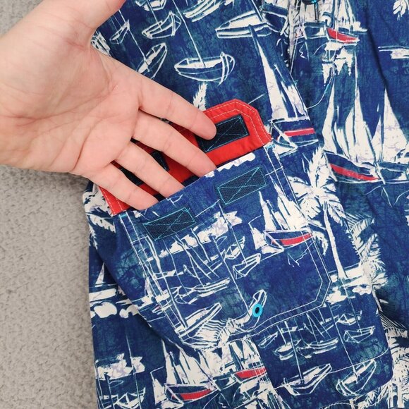 SPERRY TOP SIDER Men's Board Shirts Blue White Sail Boats Size 38 - Picture 11 of 15